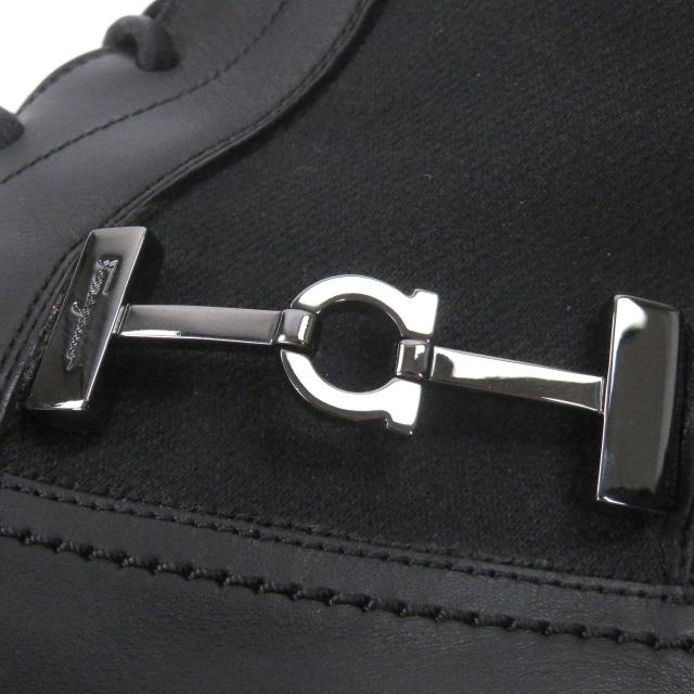 美品□Salvatore Ferragamo サルヴァトーレフェラガモ レザー ガンチーニ シルバー金具 レースアップ アンクルブーツ 黒 8.5 イタリア製_5