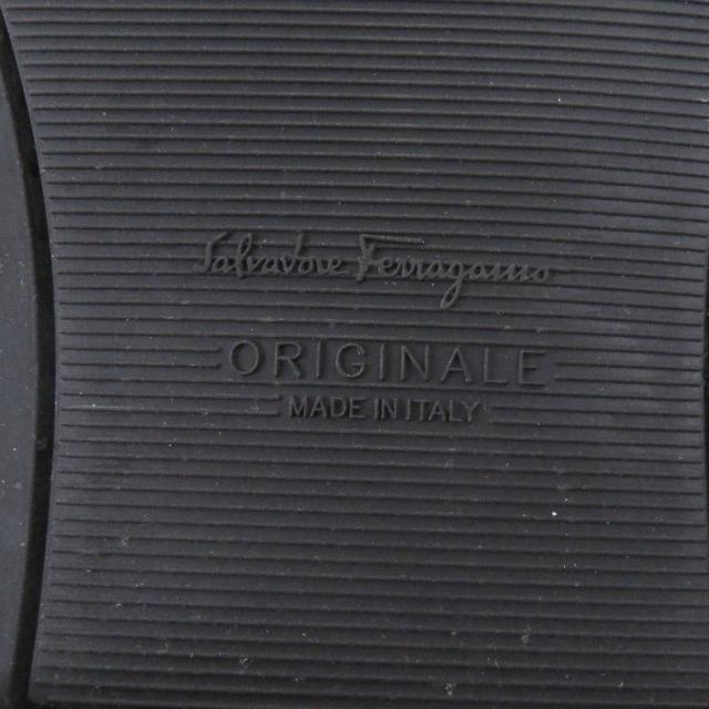 美品□Salvatore Ferragamo サルヴァトーレフェラガモ レザー ガンチーニ シルバー金具 レースアップ アンクルブーツ 黒 8.5 イタリア製_8