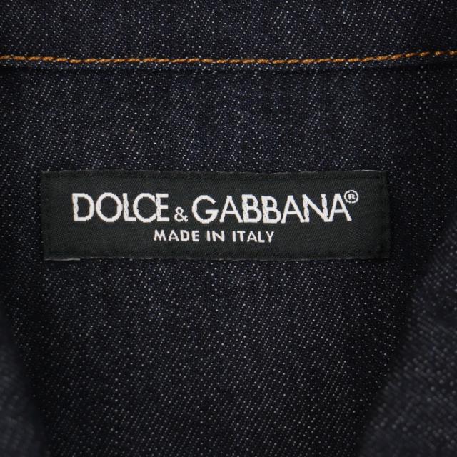 極美品▼DOLCE&amp;GABBANA ドルチェ＆ガッバーナ G5GB1D 黒タグ ロングスリーブ デニム 長袖シャツ インディゴ アイスブルー 42 正規品_6