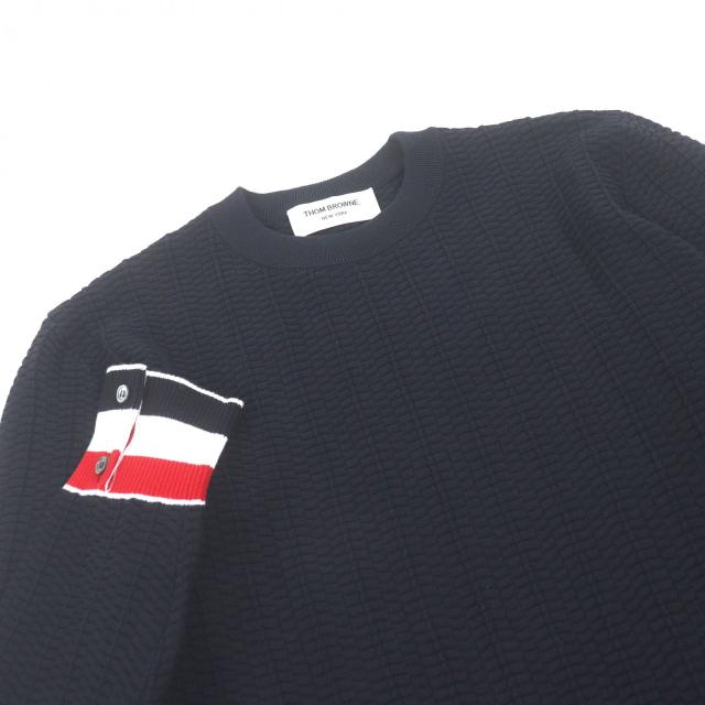 未使用品□THOM BROWNE トムブラウン MKA384A-Y3009415 トリコロール プルオーバー セーター ネイビー 2 イタリア製 正規品 メンズ