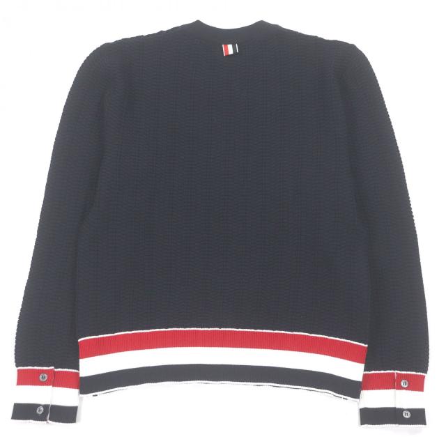 未使用品□THOM BROWNE トムブラウン MKA384A-Y3009415 トリコロール プルオーバー セーター ネイビー 2 イタリア製 正規品 メンズ