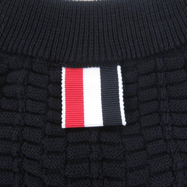 未使用品□THOM BROWNE トムブラウン MKA384A-Y3009415 トリコロール プルオーバー セーター ネイビー 2 イタリア製 正規品 メンズ