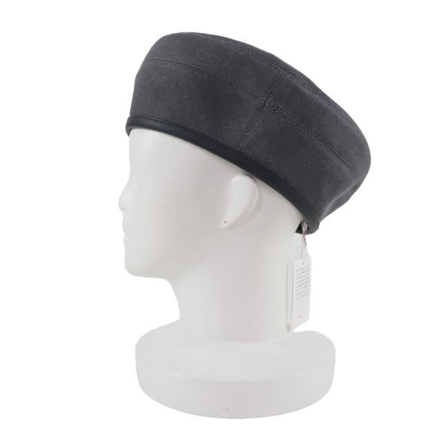 未使用品▼HERMES エルメス コットン100% サントノーレ セリエボタン パイピング部分カウレザー ベレー帽 グレー 59 保存袋付き 正規品_3
