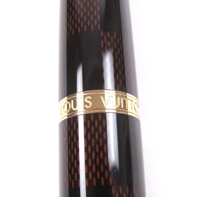極美品□LOUIS VUITTON ルイヴィトン N79002 グランドツアー ダミエ キャップ式 ボールペン ブラウン ゴールド ドイツ製 筆記確認済み_4