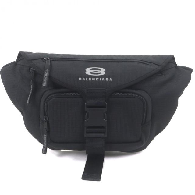 極美品▼BALENCIAGA バレンシアガ 792072 UNITY BELTPACK L ラージベルトパック ナイロン ボディバッグ ブラック 保存袋付き 伊製 メンズ