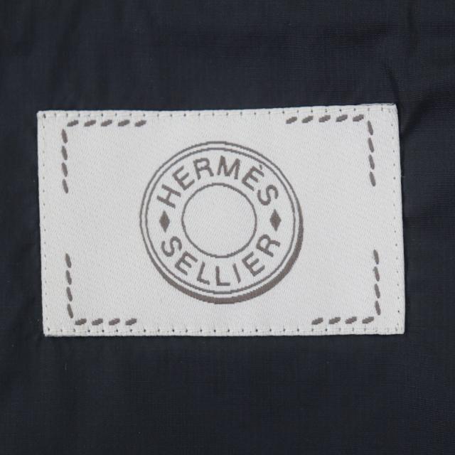 極美品▼HERMES エルメス 襟カシミヤ100% リバーシブル 中綿入り キルティング ZIPUP ダウンベスト ブラック M 日本サイズS相当 メンズ_6