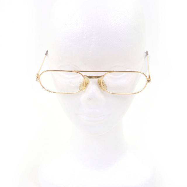 美品□Cartier カルティエ ヴィンテージ ツーブリッジ トリニティ オーバル メガネ 眼鏡 アイウェア ゴールド ボルドー 55□20 度入 仏製