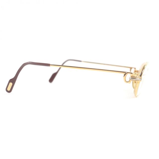 美品□Cartier カルティエ ヴィンテージ ツーブリッジ トリニティ オーバル メガネ 眼鏡 アイウェア ゴールド ボルドー 55□20 度入 仏製