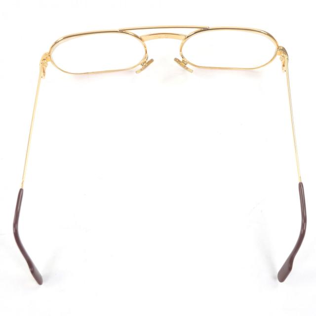 美品□Cartier カルティエ ヴィンテージ ツーブリッジ トリニティ オーバル メガネ 眼鏡 アイウェア ゴールド ボルドー 55□20 度入 仏製