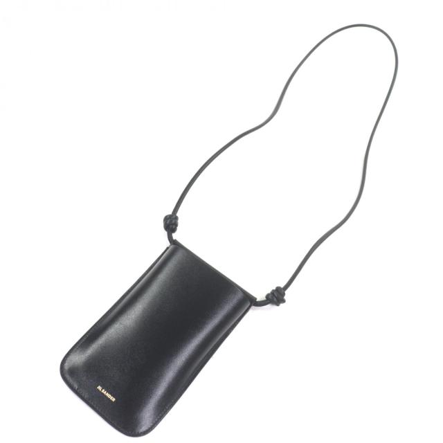極美品▼JIL SANDER ジルサンダー GIRO PHONE CASE レザー ロゴプリント ショルダー 携帯ケース ブラック イタリア製 メンズ レディース_4