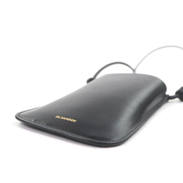 極美品▼JIL SANDER ジルサンダー GIRO PHONE CASE レザー ロゴプリント ショルダー 携帯ケース ブラック イタリア製 メンズ レディース_5