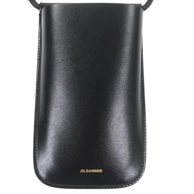 極美品▼JIL SANDER ジルサンダー GIRO PHONE CASE レザー ロゴプリント ショルダー 携帯ケース ブラック イタリア製 メンズ レディース_2