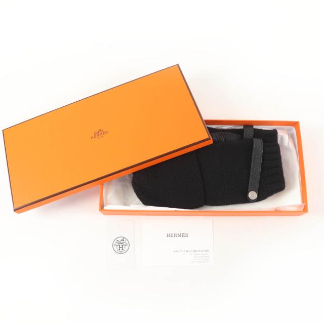 未使用品☆HERMES エルメス ボルチモア ミトン カシミヤ100％ レザー