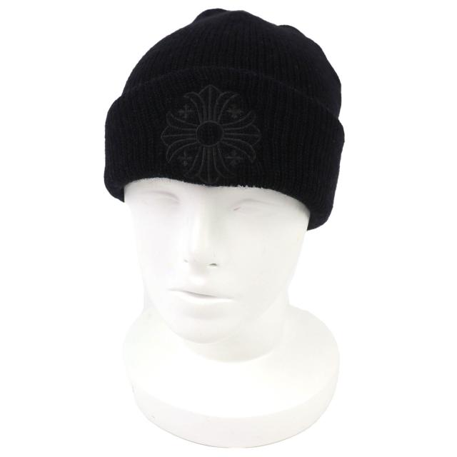 美品△CHROME HEARTS クロムハーツ ウール100％ CHプラス刺繍 ビーニー 