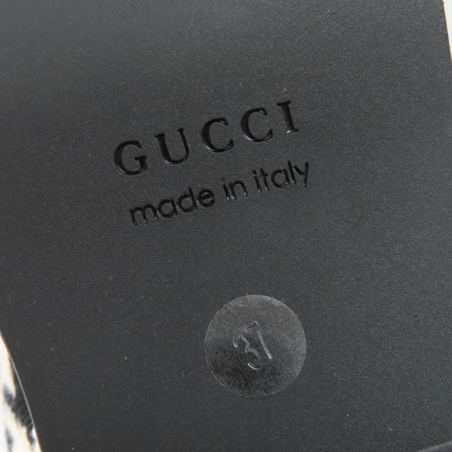 未使用品☆GUCCI グッチ 591039 千鳥格子 ハウンドトゥース レザー使い ボア ショートブーツ ブラック ホワイト 37 伊製 レディース_9