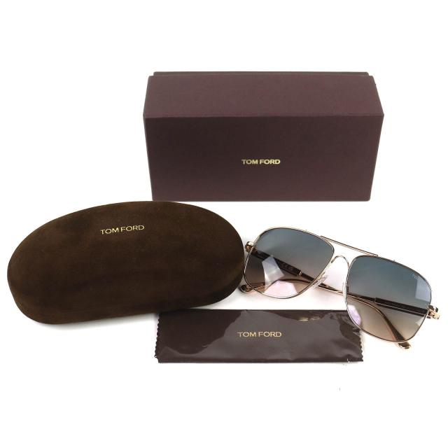 美品△TOM FORD トムフォード TF669 28B Jude ジュード ツーブリッジ サングラス ゴールド ブラック 60□15 145 箱・ケース付き 伊製_1