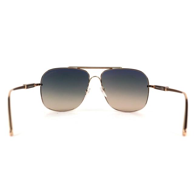 美品△TOM FORD トムフォード TF669 28B Jude ジュード ツーブリッジ サングラス ゴールド ブラック 60□15 145 箱・ケース付き 伊製_5