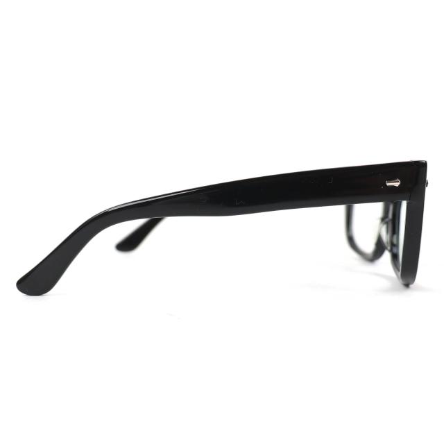 美品△EFFECTOR エフェクター MARS マーズ スクエア メガネ 眼鏡 アイウェア 黒縁 ブラック シルバー 度入り 日本製 メンズ オススメ◎