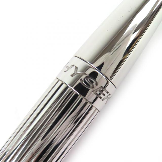 極美品△JORG HYSEK ヨルグ イゼック クロコダイルレザーケース付き ロゴ刻印 ツイスト式 ボールペン シルバー レッド メンズ 筆記確認済_5