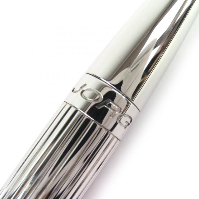 極美品△JORG HYSEK ヨルグ イゼック クロコダイルレザーケース付き ロゴ刻印 ツイスト式 ボールペン シルバー レッド メンズ 筆記確認済_6
