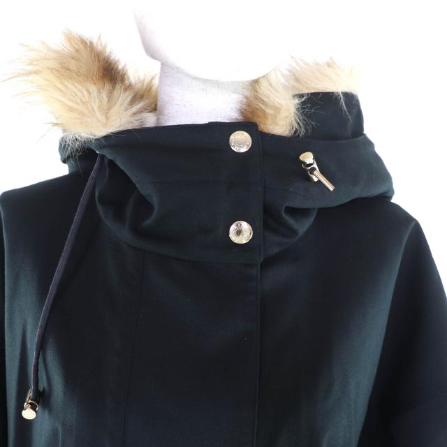 美品★Mackintosh マッキントッシュ L222HI1021COTI フェイクファー・フード付 ゴム引き コート ブラック 8 日本製 正規品 レディース_3