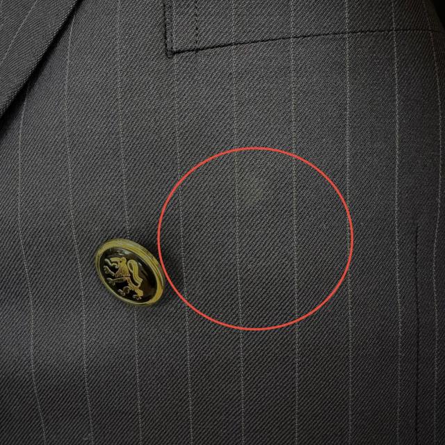 美品▲Dunhill ダンヒル ストライプ柄 エンブレムボタン付 ダブルブレスト ブレザー テーラードジャケット ネイビー Lサイズ相当 メンズ_8