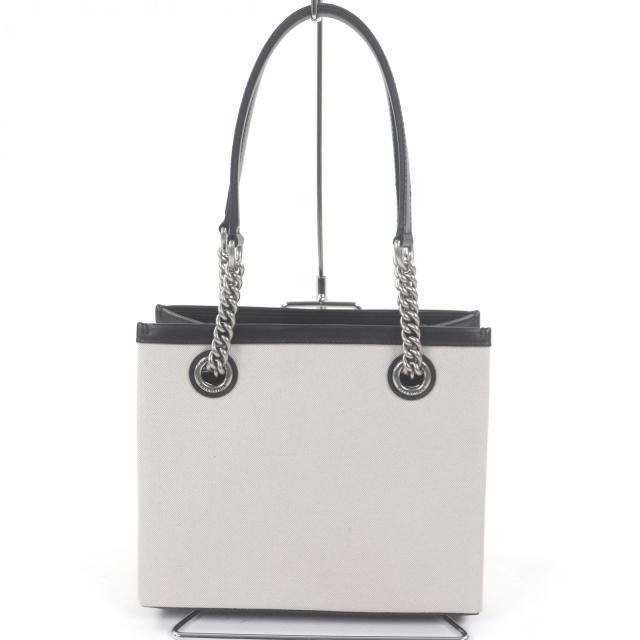 極美品□BALENCIAGA バレンシアガ 759941 DUTY FREE TOTE S キャンバス レザー チェーンショルダー ハンドバッグ ライトベージュ 伊製_2