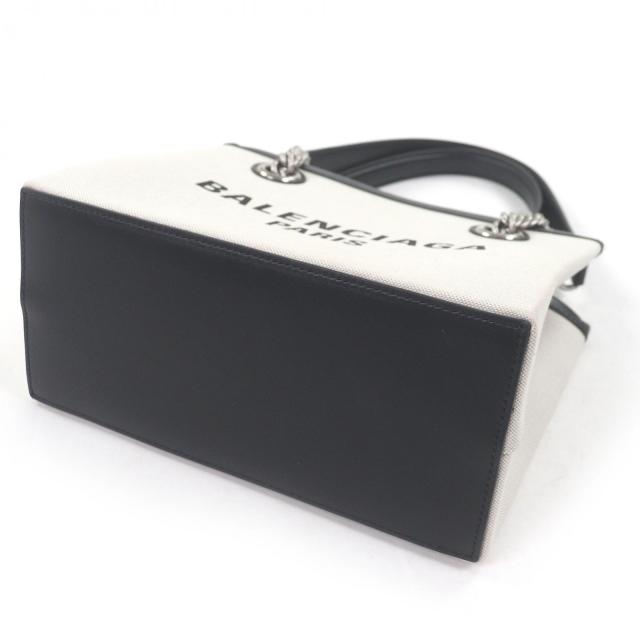 極美品□BALENCIAGA バレンシアガ 759941 DUTY FREE TOTE S キャンバス レザー チェーンショルダー ハンドバッグ ライトベージュ 伊製_4