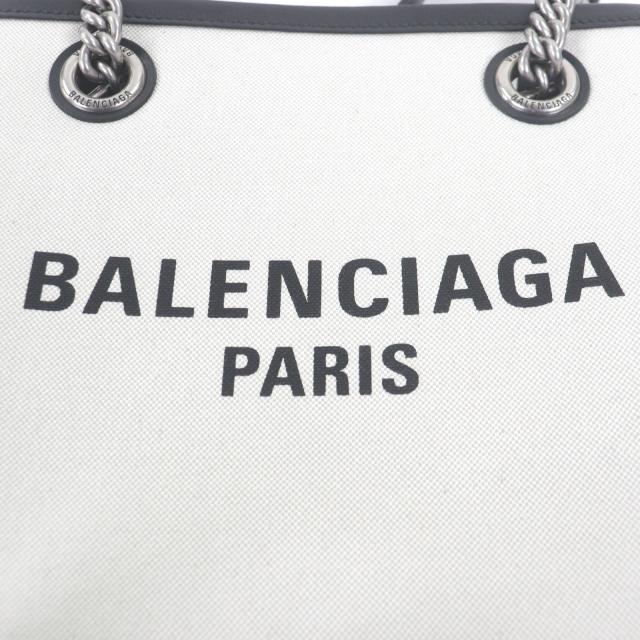 極美品□BALENCIAGA バレンシアガ 759941 DUTY FREE TOTE S キャンバス レザー チェーンショルダー ハンドバッグ ライトベージュ 伊製_6