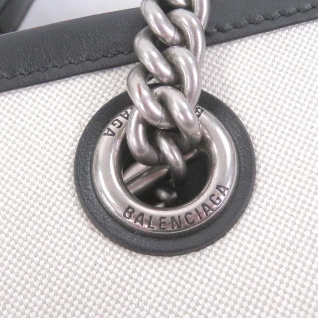 極美品□BALENCIAGA バレンシアガ 759941 DUTY FREE TOTE S キャンバス レザー チェーンショルダー ハンドバッグ ライトベージュ 伊製_7