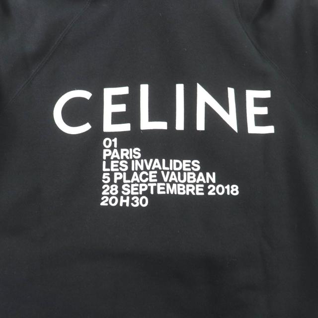 美品★CELINE セリーヌ 2Y006632E コットン100％ エディ期 バックロゴ プルオーバー パーカー ブラック S 日本製 正規品 レディース