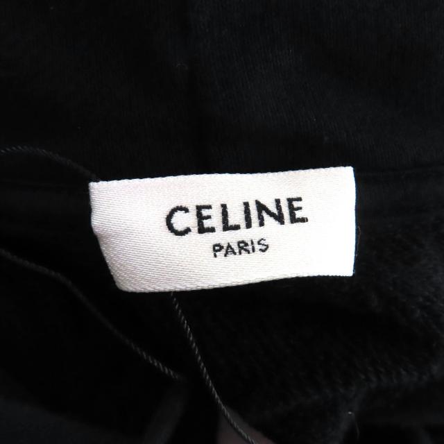 美品★CELINE セリーヌ 2Y006632E コットン100％ エディ期 バックロゴ プルオーバー パーカー ブラック S 日本製 正規品 レディース