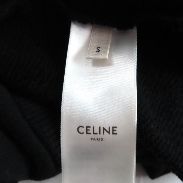 美品★CELINE セリーヌ 2Y006632E コットン100％ エディ期 バックロゴ プルオーバー パーカー ブラック S 日本製 正規品 レディース