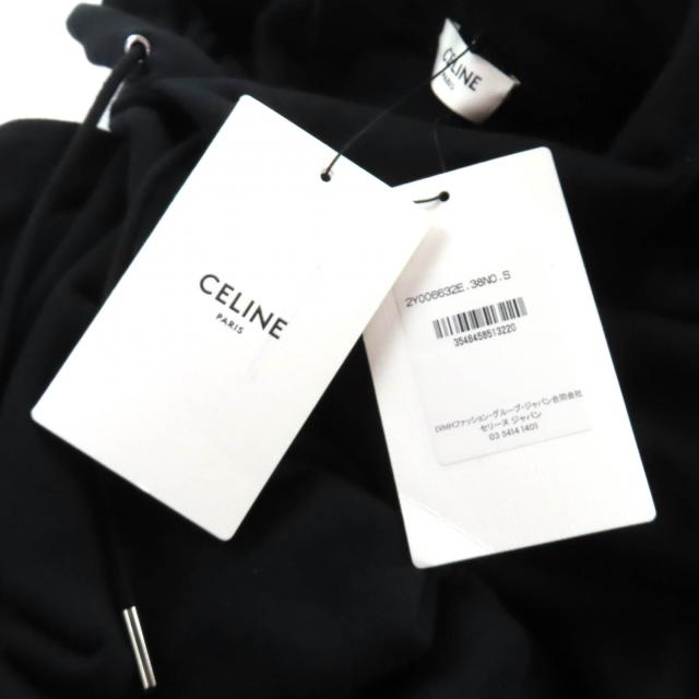 美品★CELINE セリーヌ 2Y006632E コットン100％ エディ期 バックロゴ プルオーバー パーカー ブラック S 日本製 正規品 レディース