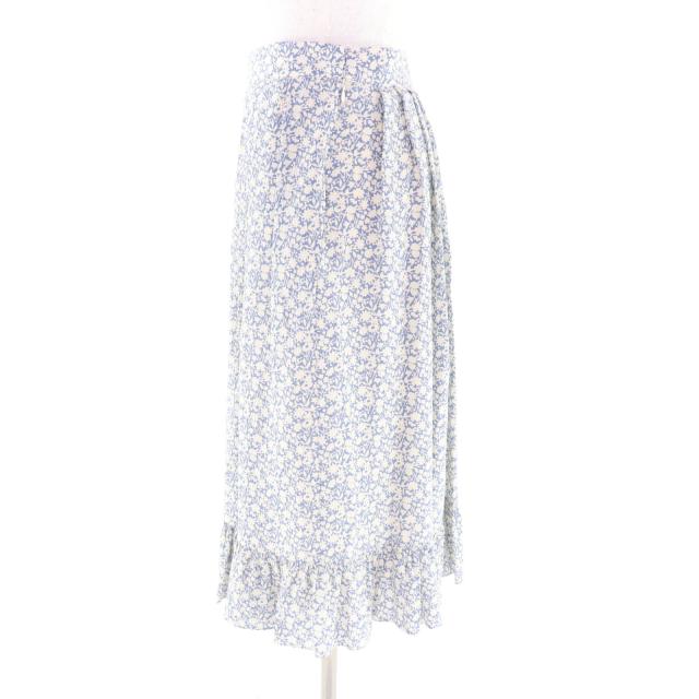 極美品★CELINE セリーヌ 2J264757L シルク100％ エディ期 フローラルプリント フレアスカート ライトブルー オフホワイト 38 正規品_2