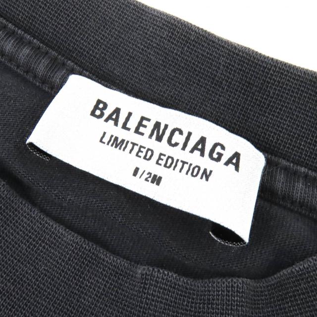 美品△BALENCIAGA バレンシアガ 21SS 670943 コットン100％ ラムシュタイン 世界400着限定 ヴィンテージ加工 半袖Ｔシャツ 黒 XXS 正規品_5