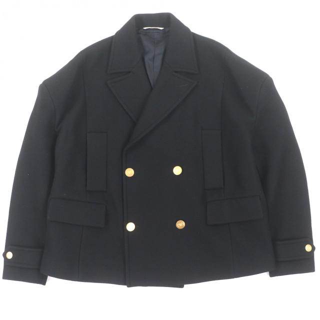 極美品▼VALENTINO ヴァレンティノ 1V3CJF068HY ウール100% Vロゴ 金ボタン オーバーサイズ ダブルブレスト コート 44 正規品 メンズ