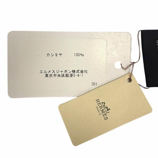 未使用品◇HERMES エルメス カシミヤ100％ ロゴ刺繍 フリンジ付き マフラー ストール レッド 箱付き 英国製 レディース_8