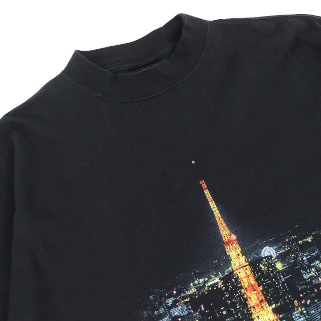 美品△BALENCIAGA バレンシアガ 24SS 739037 銀座店OPEN記念 東京タワープリント ダメージ加工 オーバーサイズ 半袖Ｔシャツ 黒 1 正規品_2