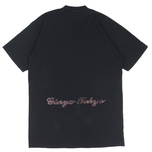 美品△BALENCIAGA バレンシアガ 24SS 739037 銀座店OPEN記念 東京タワープリント ダメージ加工 オーバーサイズ 半袖Ｔシャツ 黒 1 正規品_1
