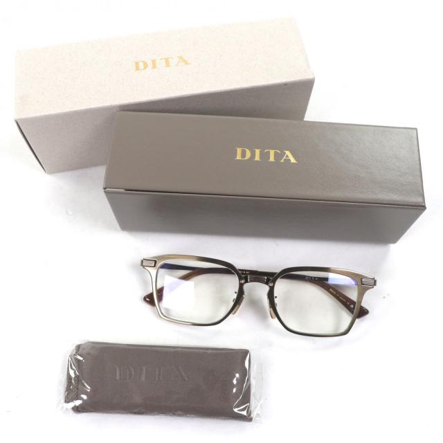 未使用品▼DITA ディータ 25SS DTX187 LINRCON-TWO スクエア メガネ 眼鏡 アイウェア アンティークゴールド クリアブラウン 51□20-145