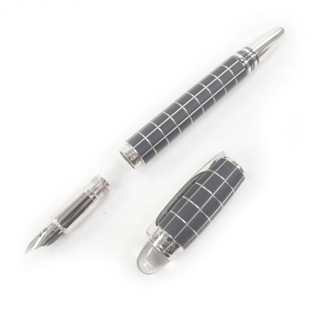 極美品□MONTBLANC モンブラン スターウォーカー ペン先14K Mニブ メタルラバー ウィンドウペン 万年筆 ブラック シルバー ドイツ製_2