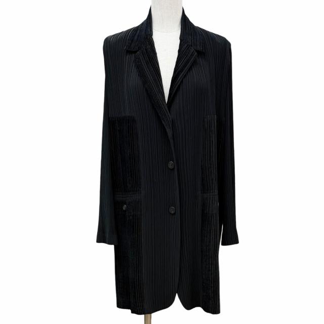 極美品◇ISSEY MIYAKE イッセイミヤケ IM74-FD916 ベロア切替 プリーツ