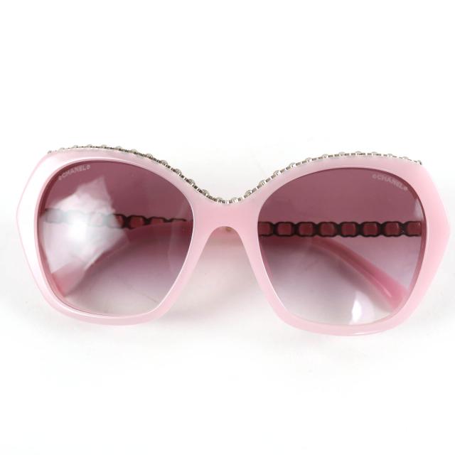 極美品☆CHANEL シャネル 5547-Q バタフライ シェイプ サングラス 現行品 ココマーク ピンク 55□18 140 デモレンズ