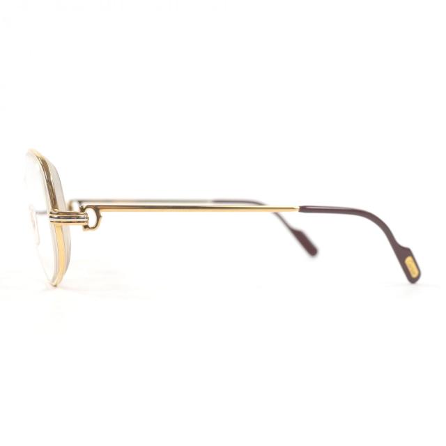 良品□Cartier カルティエ ヴィンテージ 2Cデコール トリニティ メガネ 眼鏡 アイウェア ゴールド ボルドー 56□18 度入り フランス製_2