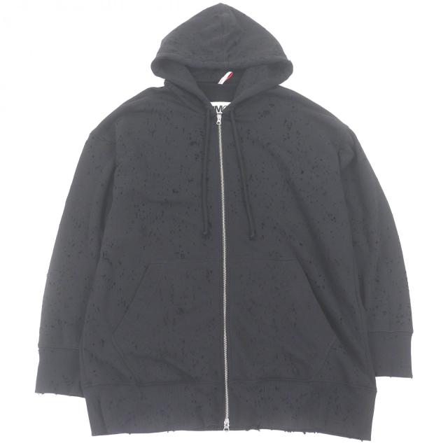 極美品□MM6 Maison Margiela エムエムシックス メゾンマルジェラ S62GU0113 デストロイ加工 オーバーサイズ ジップパーカー S 正規品
