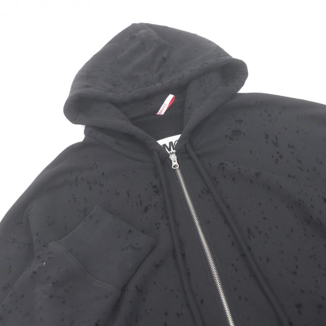 極美品□MM6 Maison Margiela エムエムシックス メゾンマルジェラ S62GU0113 デストロイ加工 オーバーサイズ ジップパーカー S 正規品_1
