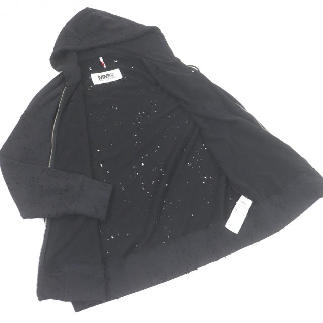 極美品□MM6 Maison Margiela エムエムシックス メゾンマルジェラ S62GU0113 デストロイ加工 オーバーサイズ ジップパーカー S 正規品_2