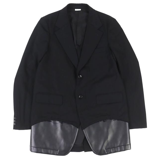 極美品△COMME des GARCONS HOMME PLUS コムデギャルソンオムプリュス 19SS 裾フェイクレザー ドッキング テーラードジャケット M正規品