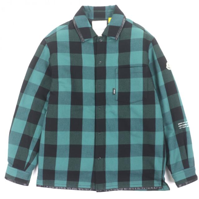 極美品▼モンクレールジーニアス 7 フラグメント ヒロシフジワラ 22-23AW SIMMON ロゴワッペン チェック柄 ダウンジャケット 0 正規品